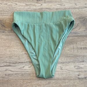 Aerie Green High-Waisted Cheeky Bikini Bottom